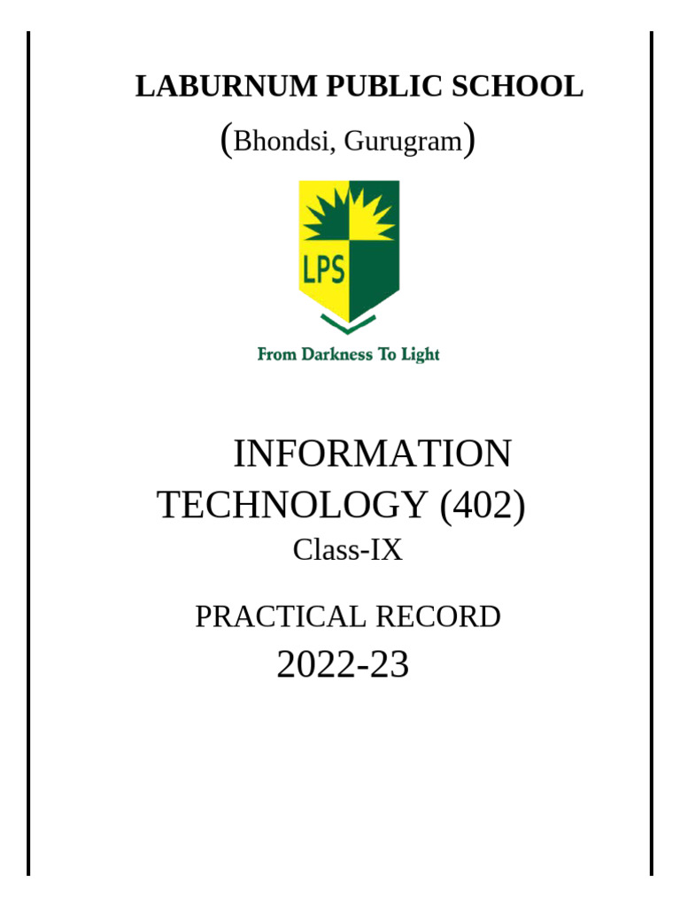 Class IX IT Practical Record 2022-23 | PDF
