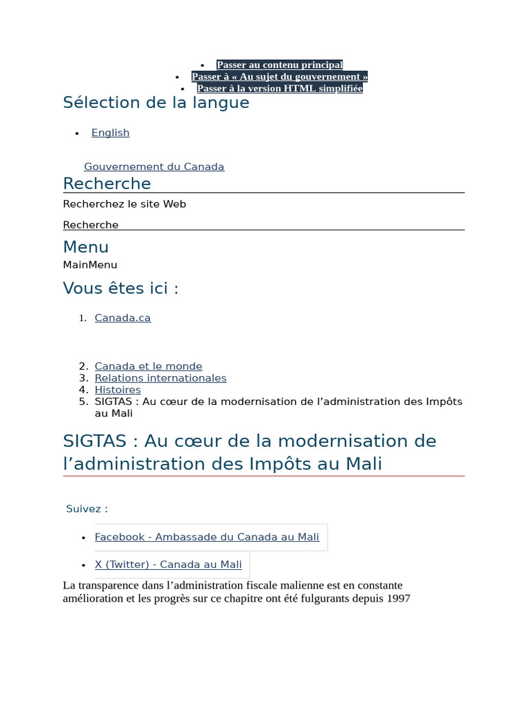 SIGTAS : Modernisation fiscale au Mali | PDF | Impôts | Mali