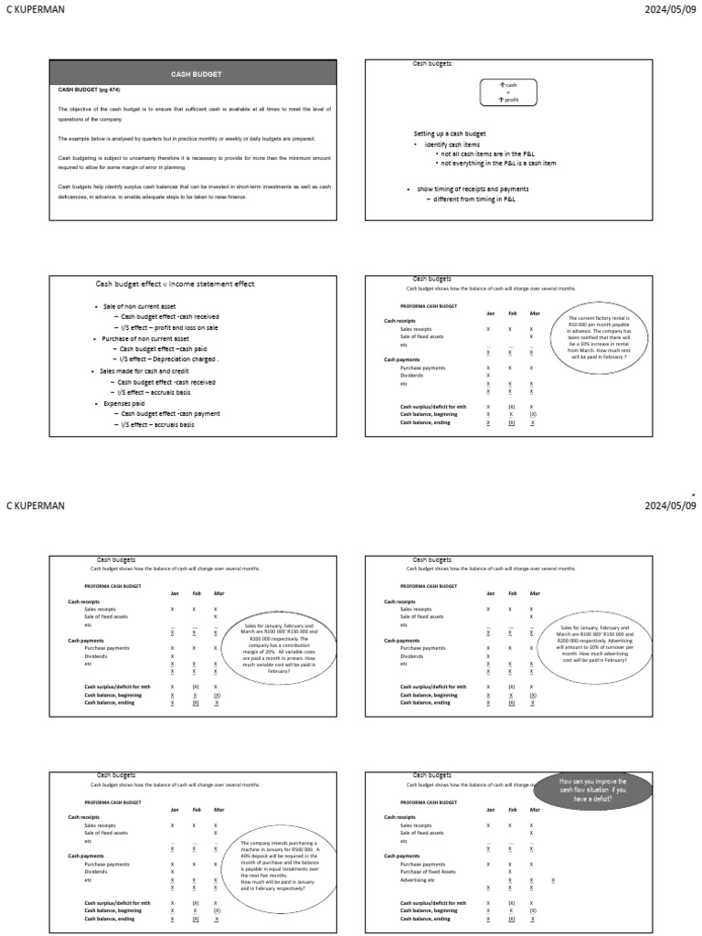 Cash Budgeting Guide and Examples | PDF | Budget | Income Statement