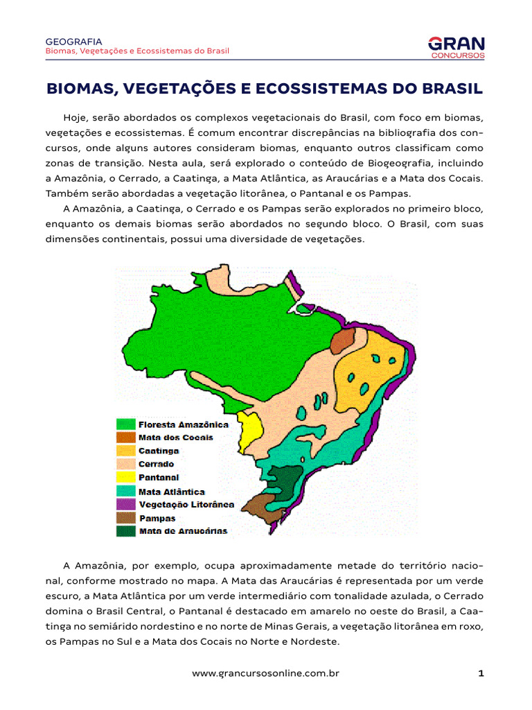 Biomas e Ecossistemas do Brasil | PDF | Solo | Árvores
