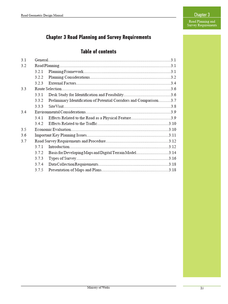Road Planning and Survey Guidelines | PDF | Surveying | Net Present Value