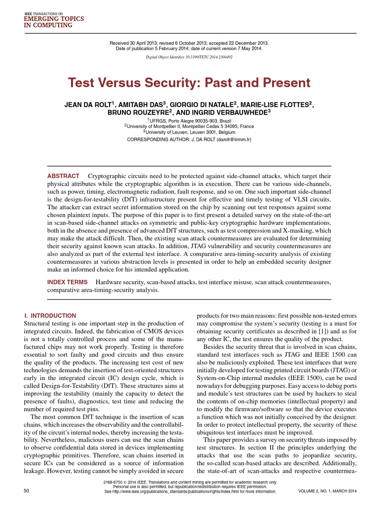 Test Versus Security Past and Present | PDF | Cryptography | Public Key ...