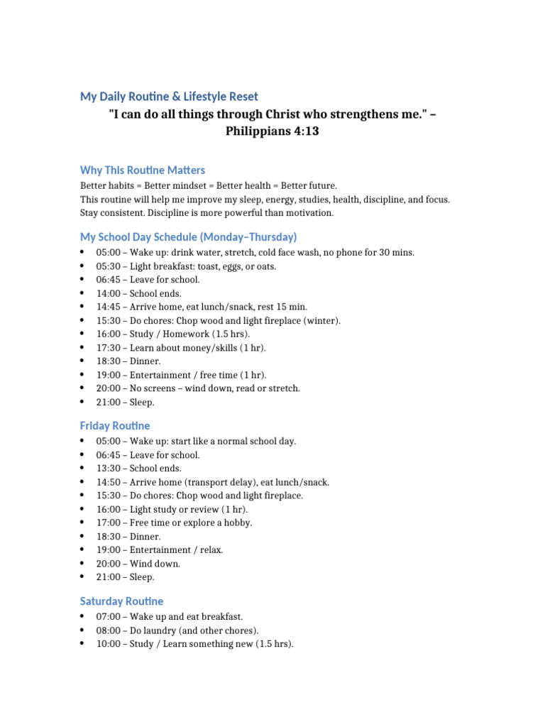 Routinr Schedule7 | PDF