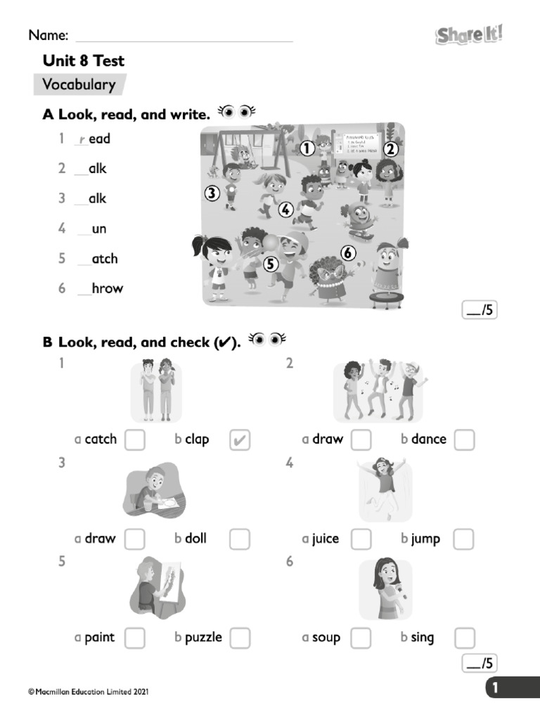 Share It 1 Unit 8 Test | PDF