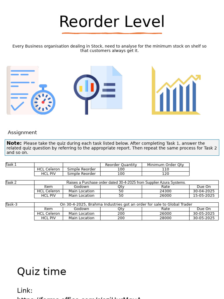 Reorder Level - Assessment | PDF