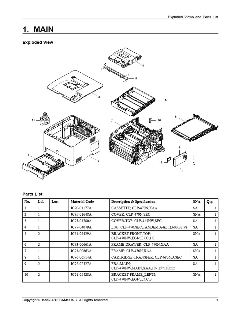 CLP-415NW - XAA Exploded View Parts List | PDF | Freedom Of Expression ...