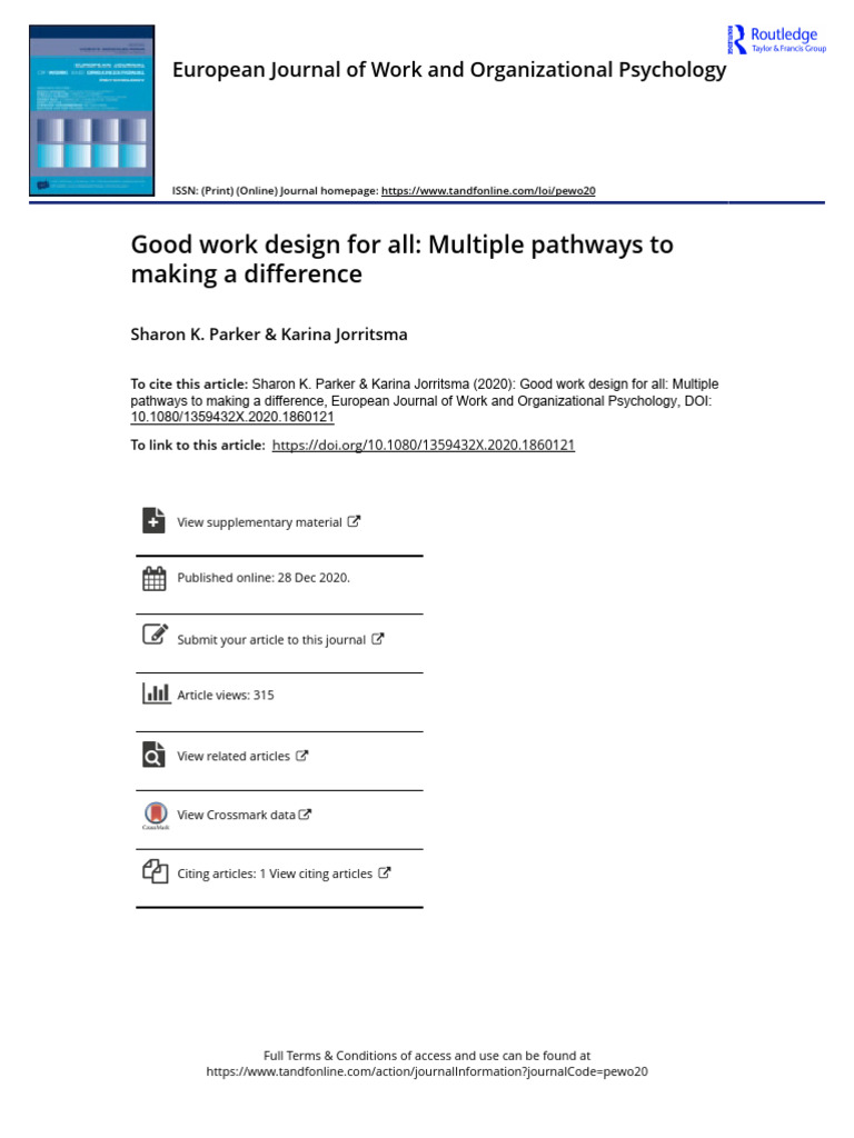 Good Work Design: Pathways to Impact | PDF | Psychology