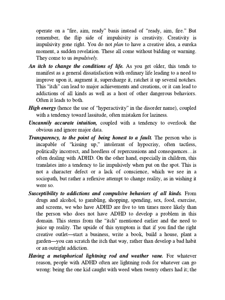 Understanding ADHD: Impulsivity and Creativity | PDF
