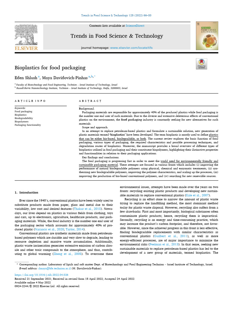 Bioplastics in Food Packaging Solutions | PDF | Biodegradation | Plastic