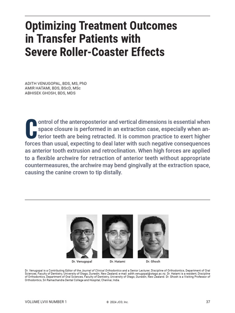 Managing Roller-Coaster Effects in Orthodontics | PDF | Orthodontics ...