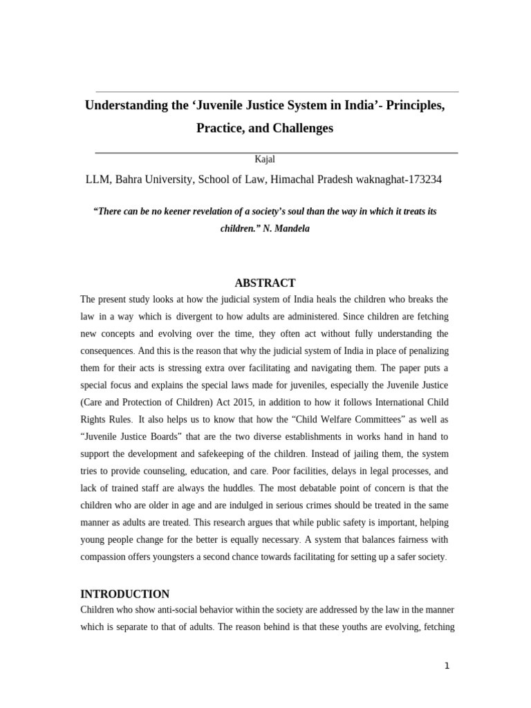 Juvenile Justice System in India: Challenges | PDF | Juvenile ...