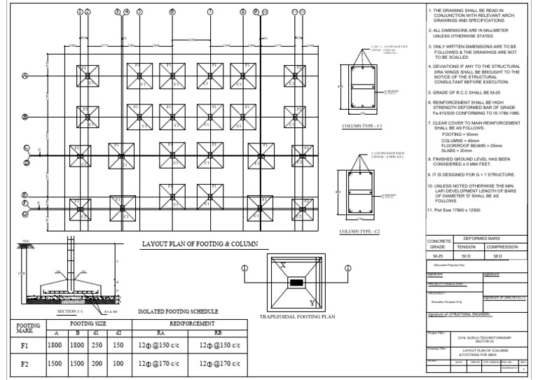 Column and Footing Layout Plan | PDF | Structural Engineering ...