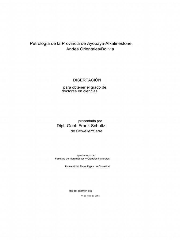 Tesis Frank Schultz Ayopaya Esp | PDF | Roca (geología) | Doctorado