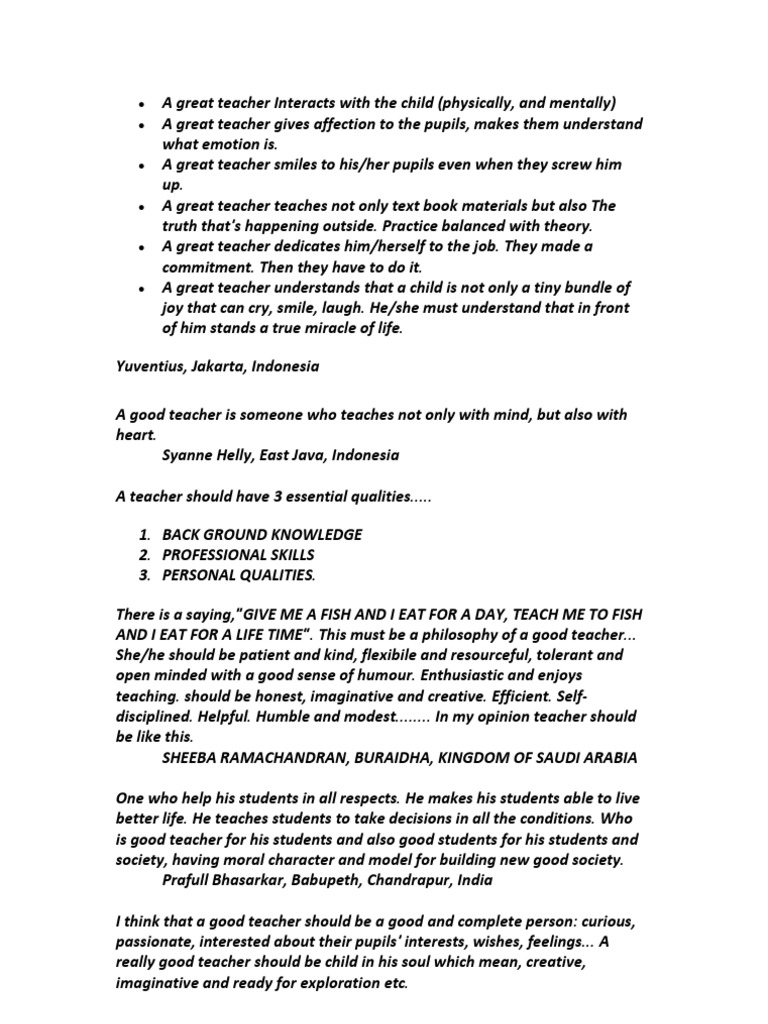 Qualities of a Good Teacher | PDF | Educational Technology | Teachers