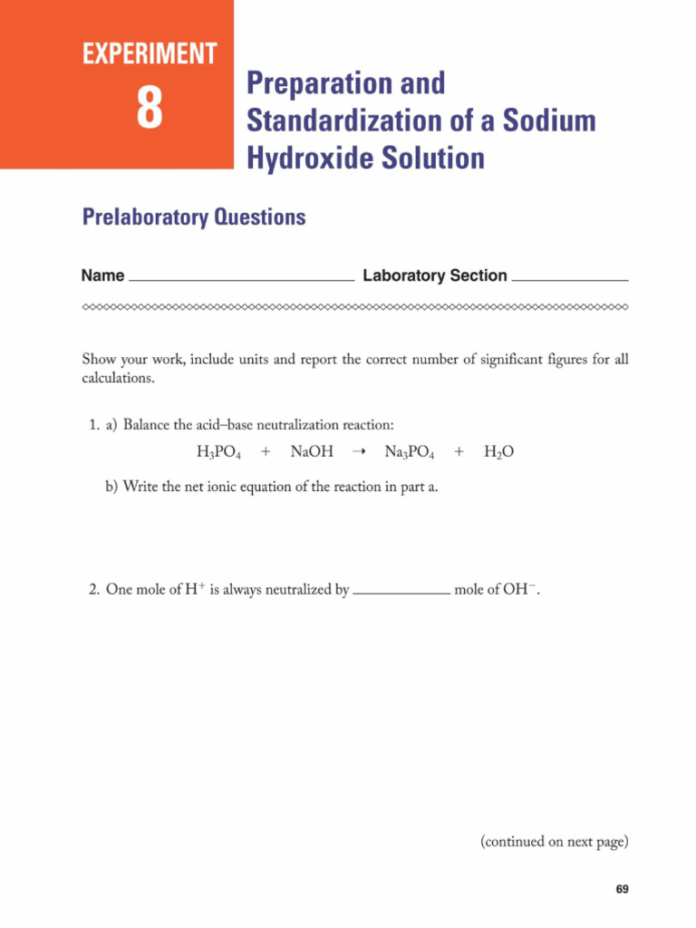 Standardizing Sodium Hydroxide Solution | PDF | Titration | Chemistry