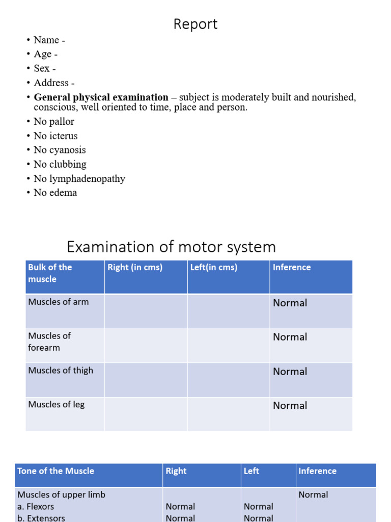 Motor System Examination Report | PDF | Anatomical Terms Of Motion ...