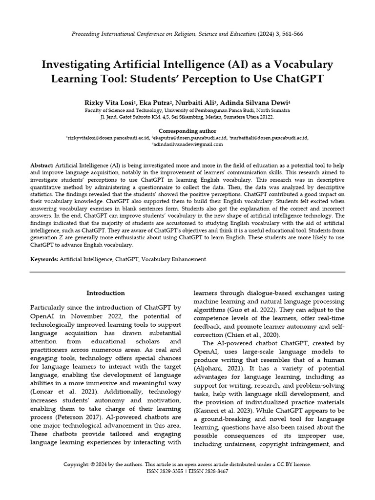 ChatGPT's Impact on Vocabulary Learning | PDF | Learning | Artificial ...