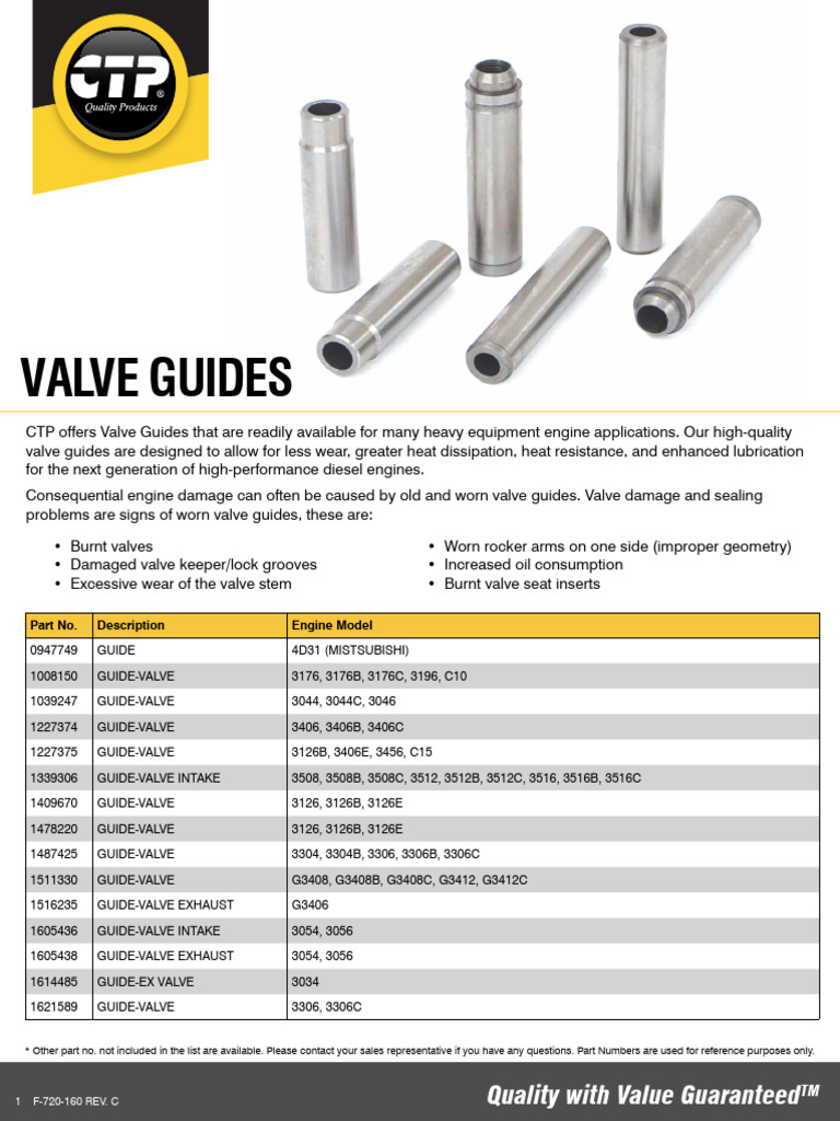 Valve Guides for Heavy Equipment Engines | PDF | Mechanical Engineering ...