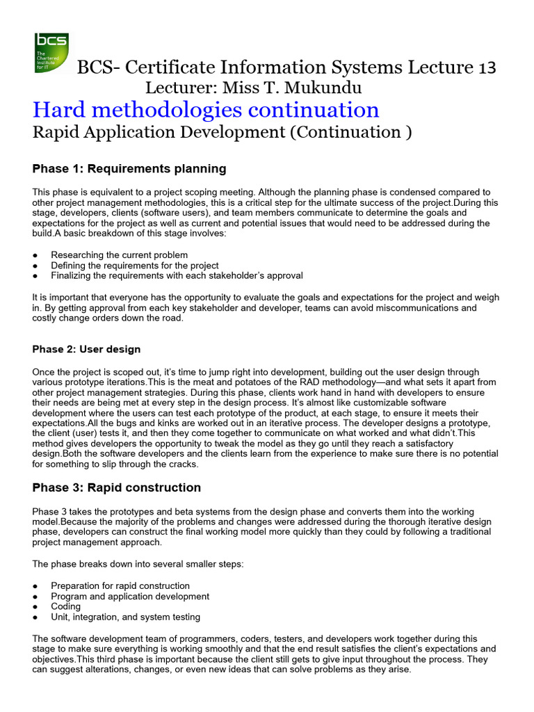 Rapid Application Development Phases | PDF | Agile Software Development ...