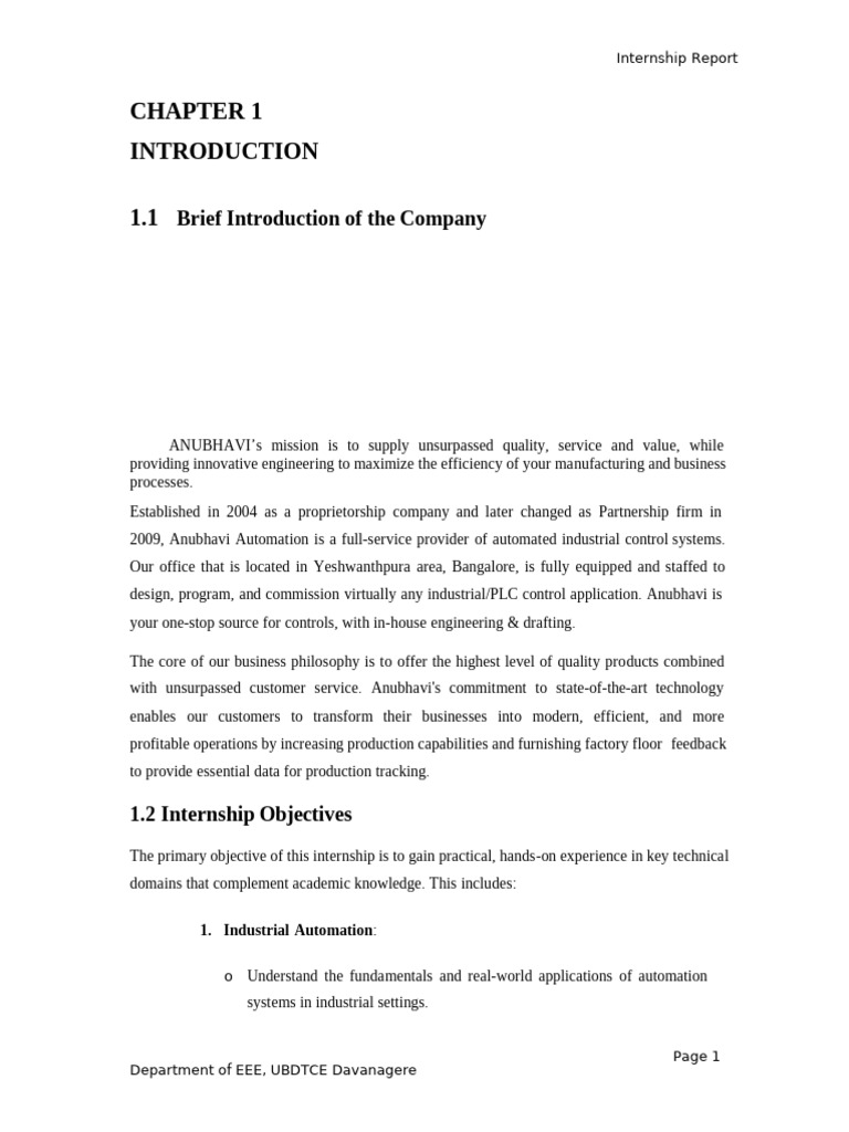 Anubhavi Automation Internship Overview | PDF | Programmable Logic ...