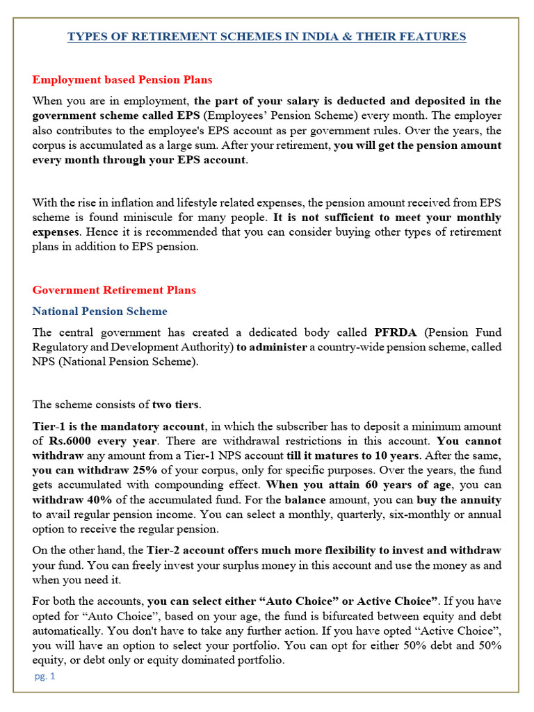 Retirement Schemes in India Explained | PDF | Pension | Retirement