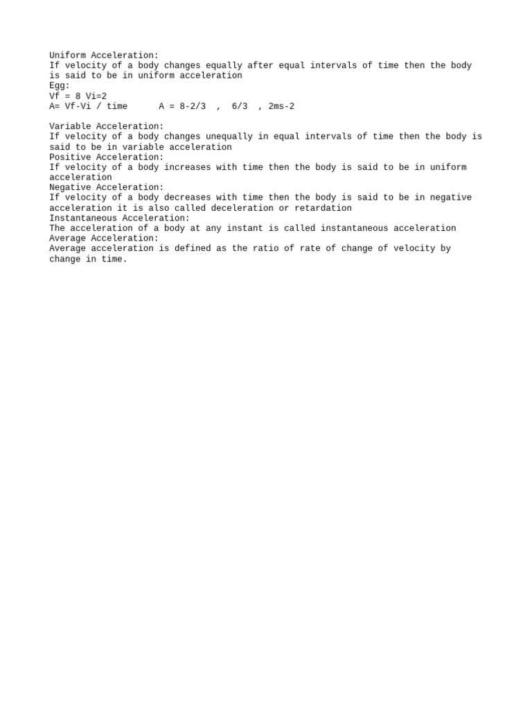 Understanding Uniform and Variable Acceleration | PDF