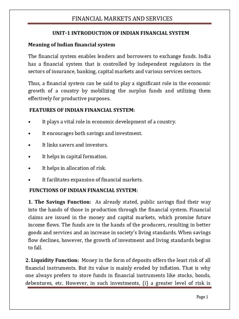 Overview of Indian Financial System | PDF | Banks | Financial Markets