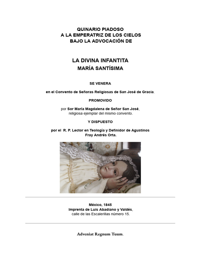 Quinario Piadoso a la Divina Infantita | PDF | María, madre de Jesús ...