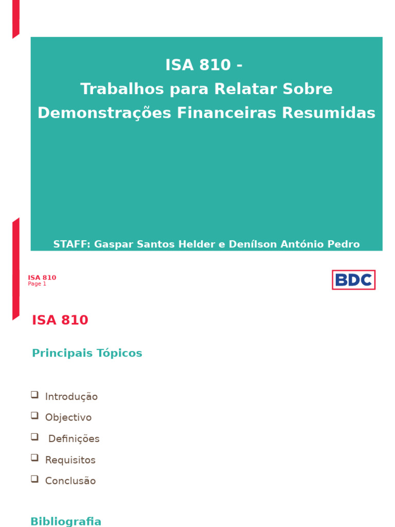 Diretrizes da ISA 810 para Auditores | PDF