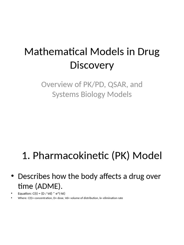 Mathematical Models in Drug Design | PDF