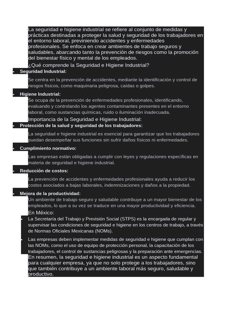 Seguridad e Higiene Industrial en México | PDF | Seguridad y salud ...