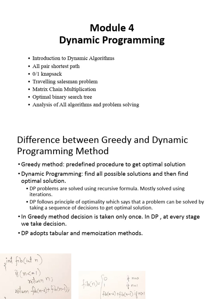 Dynamic Programming Algorithms Overview | PDF | Dynamic Programming ...