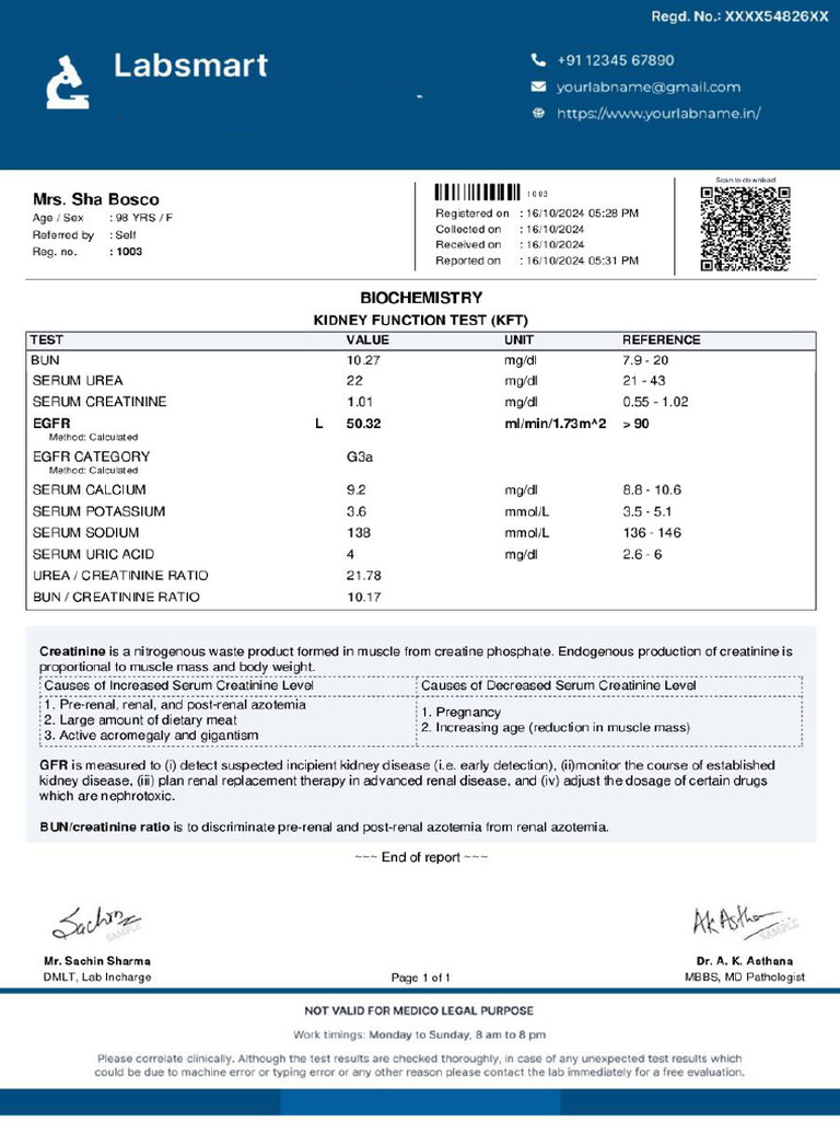 Kidney Function Test p1, p2 | PDF