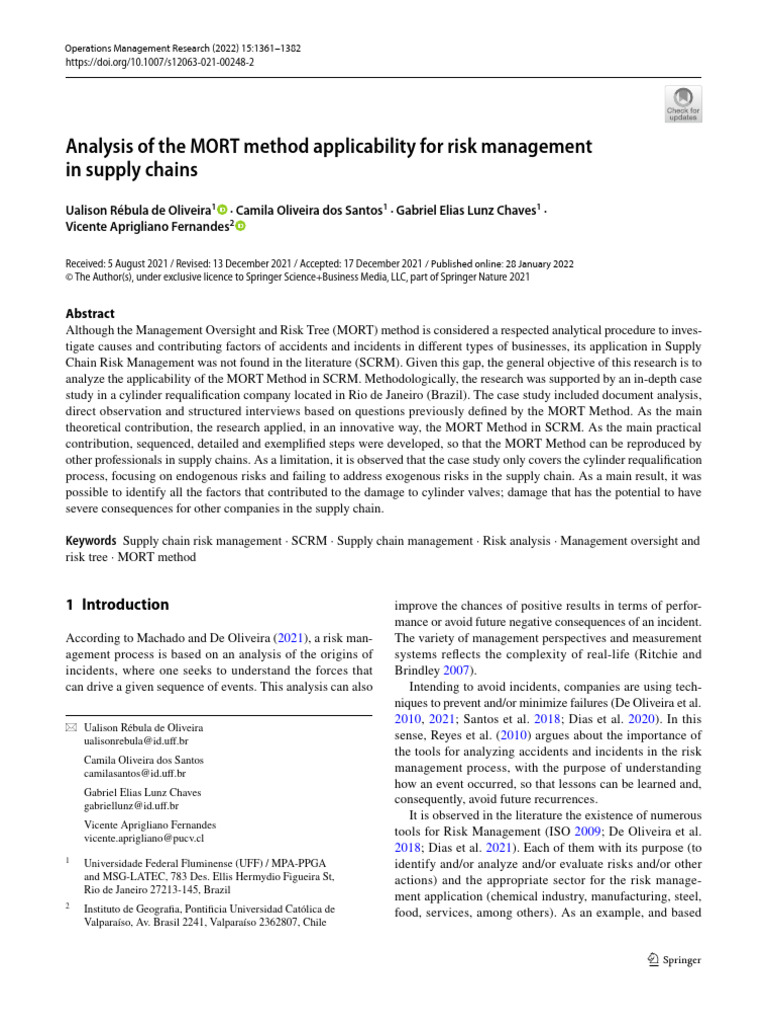 Analysis of The MORT Method Applicability For Risk Management | PDF ...