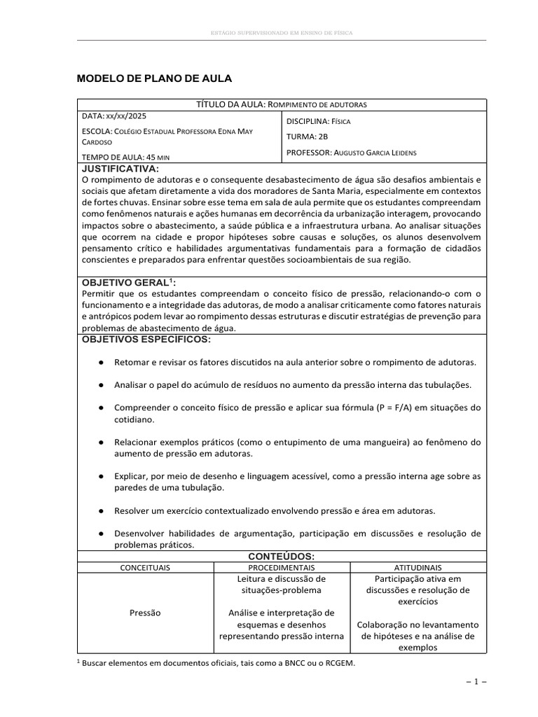 4 - Plano de Aula - Estágio - de - Física (ADAPTADO) | PDF | Física ...
