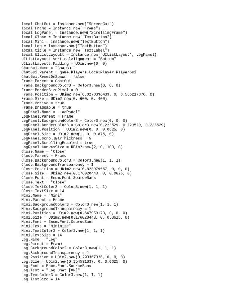 Roblox Chat Spy GUI Script | PDF | Text | Typography