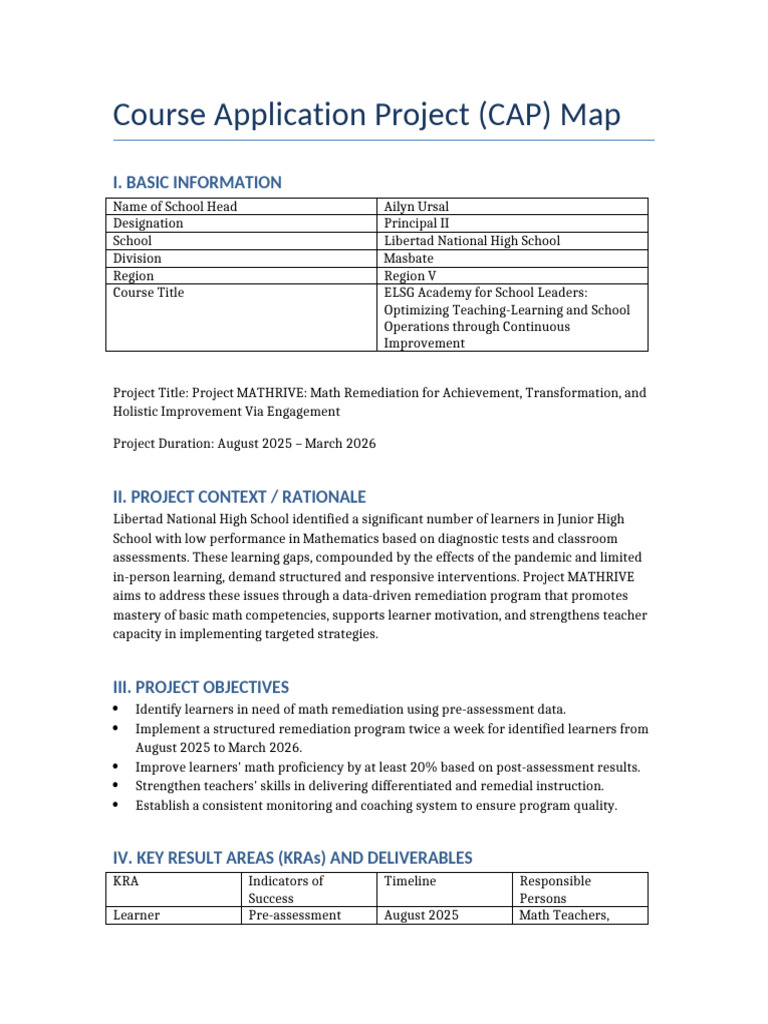 CAP Map Project MATHRIVE With Statement | PDF | Learning | Teachers