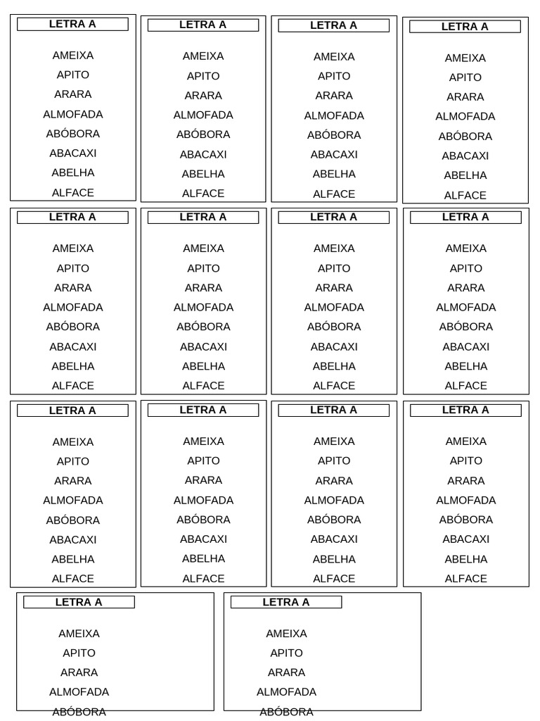 Palavras com a Letra A: Lista Completa | PDF