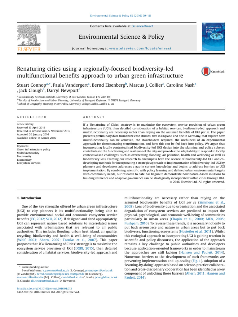 Biodiversity-Led Urban Green Infrastructure | PDF | Biodiversity ...
