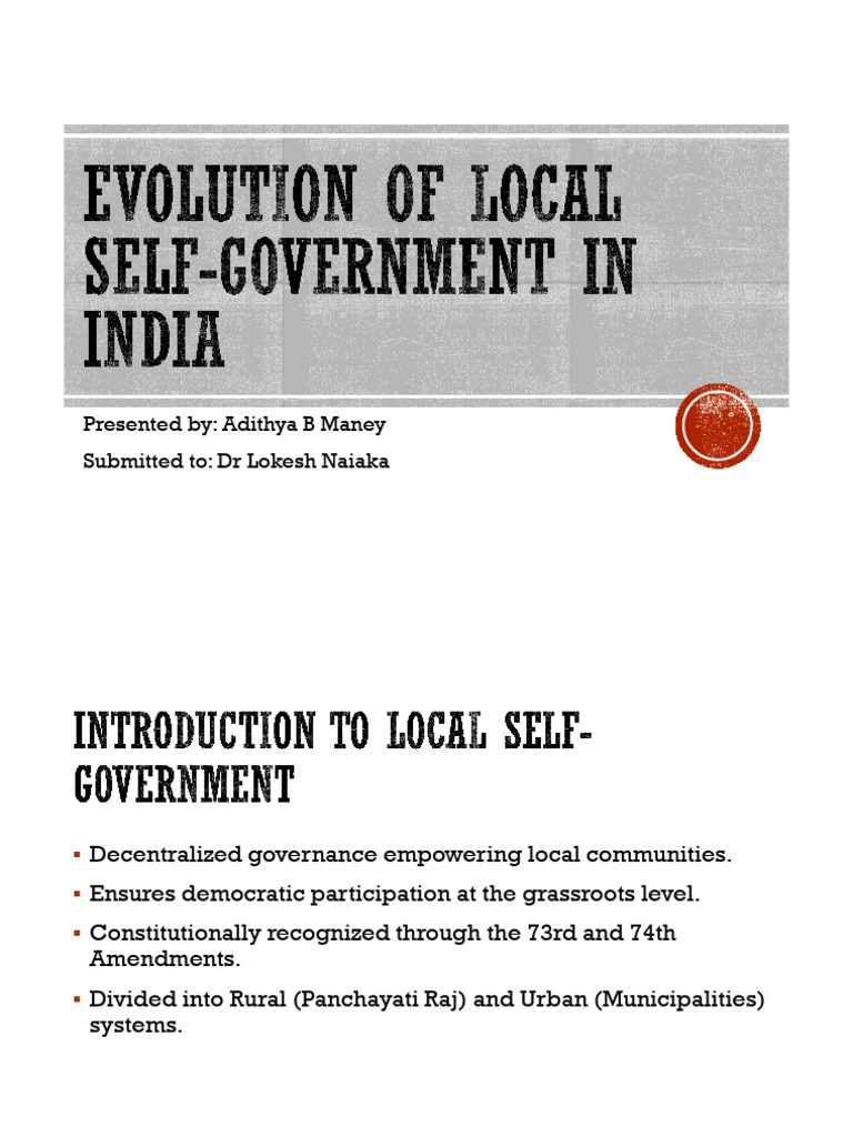 Evolution of Local Self-Government in India | PDF