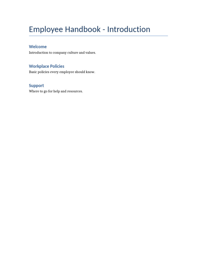 Employee Handbook Intro | PDF