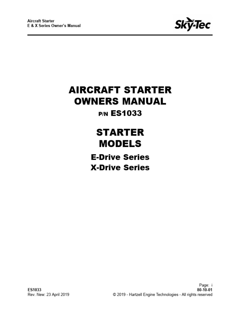 Aircraft Starter E & X Series Manual | PDF | Electric Motor ...