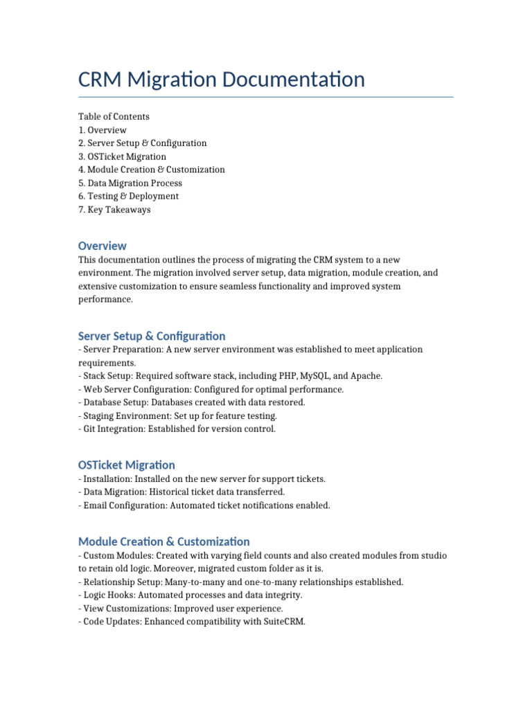 CRM Migration Process Guide | PDF