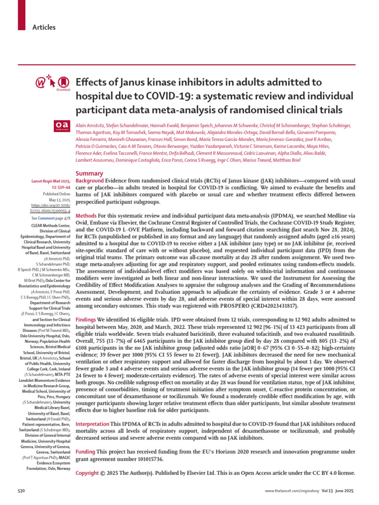 Effects of Janus Kinase Inhibitors in Adults Admit | PDF | Meta ...