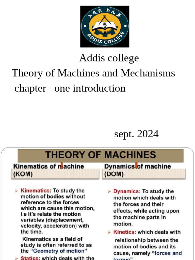 Theory of Machin and Mechanism Chapter-One | PDF