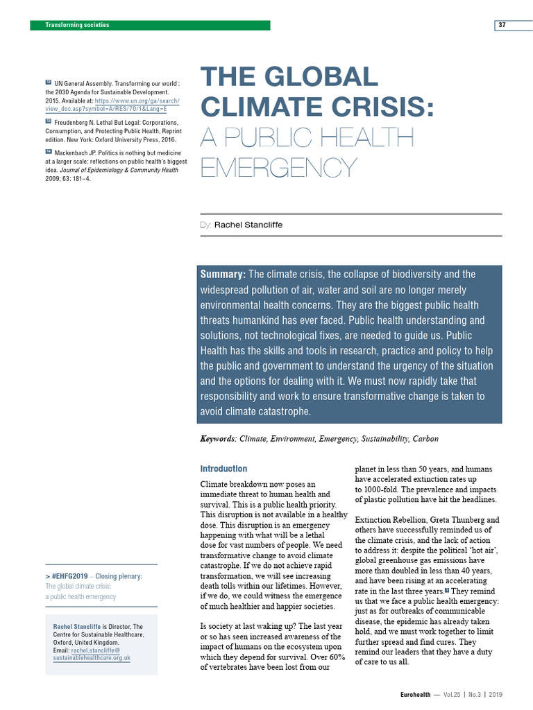 Climate Crisis: A Public Health Emergency | PDF | Climate Change ...