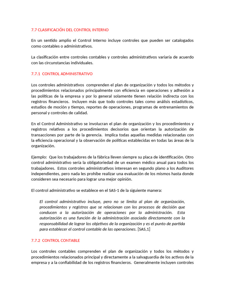 Clasificación del Control Interno: Tipos y Ejemplos | PDF ...