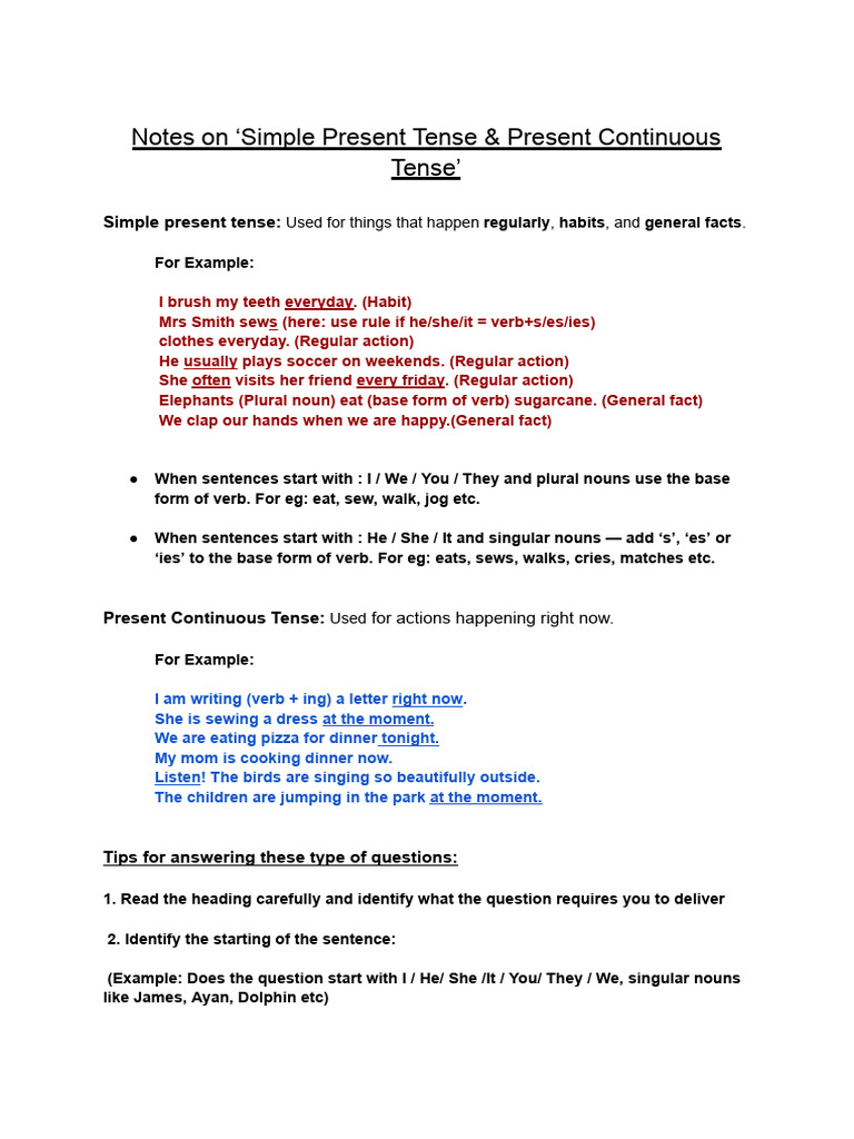 Understanding Simple Present & Past Tenses | PDF | Grammatical Tense | Verb