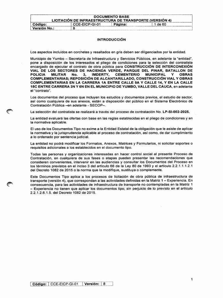 Documento Base Definitivos Lp-Si-002-2025 | PDF