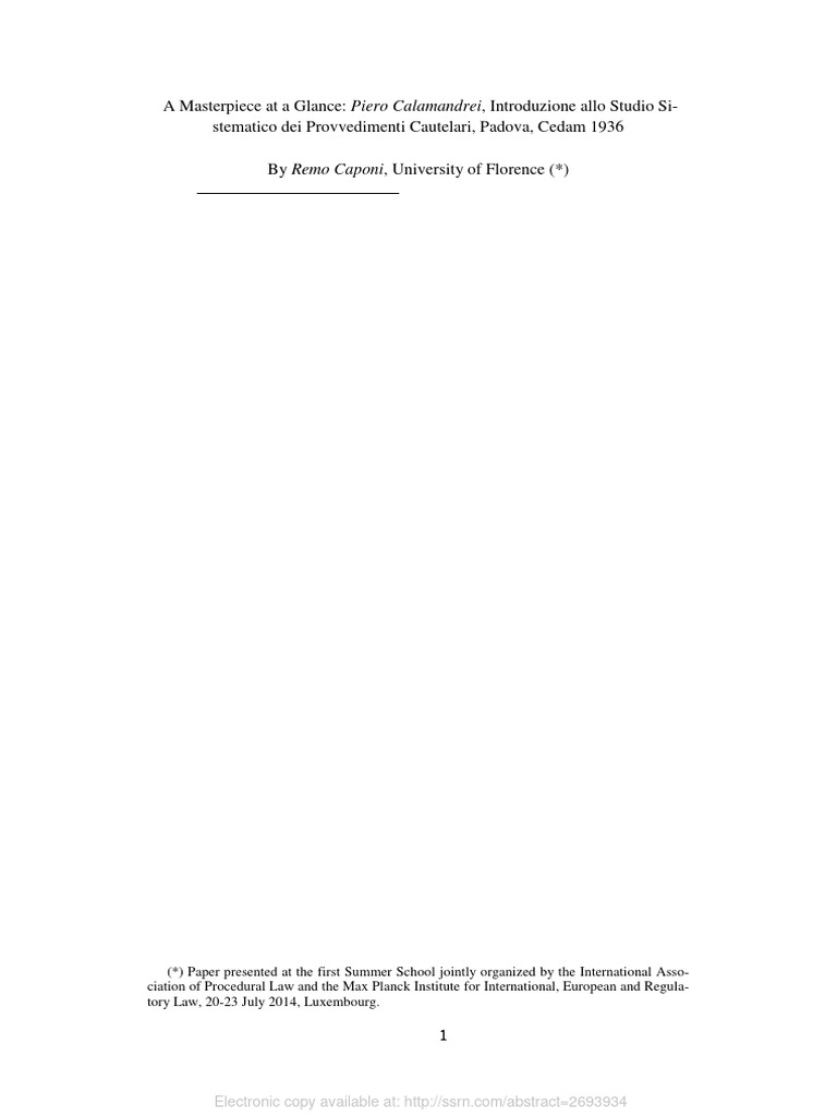 Calamandrei's Provisional Measures Analysis | PDF | Judgment (Law ...